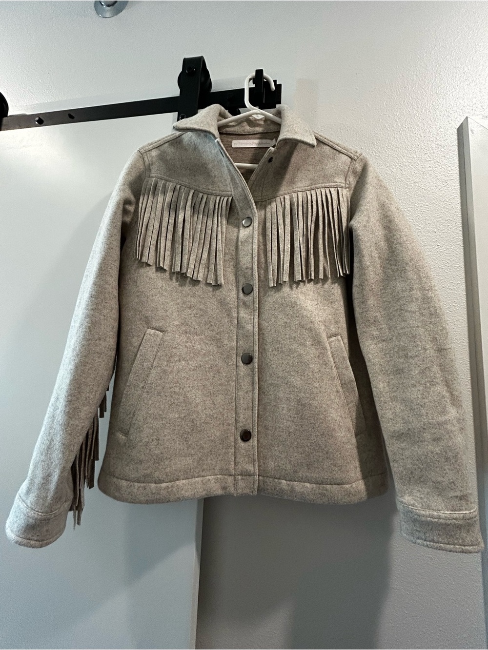 Kittenish x Flag & Anthem Light Gray Fringed Utility Jacket